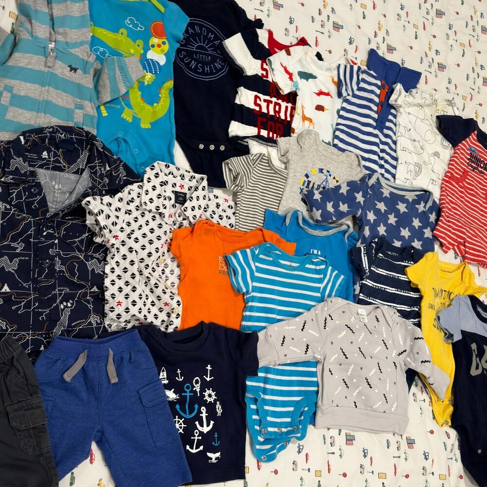 Set of 23 Baby Boy Clothes Gift Bundle Lot  (NB-6 months)